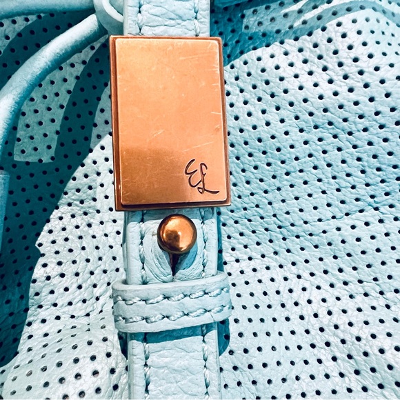 ELLIOTT LUCCA Women's Perforated Leather Crossbody Bucket Bag - Picture 9 of 13